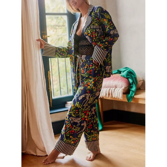 Olivia Wendel for Anthropologie Flannel Sleep Pants Blue Zebra Print XXS - Picture 4 of 12